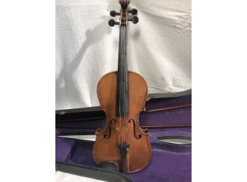 Vintage Violin With Case  & 2 Bows