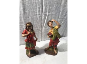 Pair Of Bisque Figurines Boy & Girl