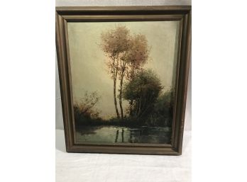 Oil Painting 'Trees By Pond'