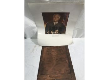 Solid Brass Engraved Etching Of FDR