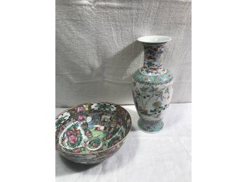 Porcelain Chinese  Bowl & Vase