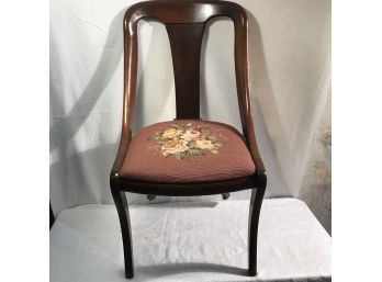 Mahogany  Chair With Needlepoint Seat