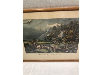 Print 'Rocky Mountains' By Currier  Ives Measures: 19' Wide 14' High