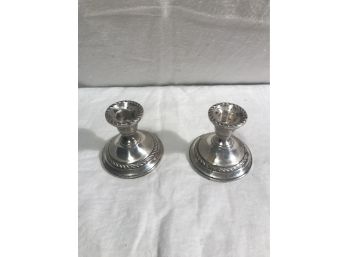 Pair Of Sterling Silver  Candlestick Holders