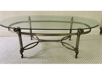 Oval Contemporary Glass Top Coffee Table
