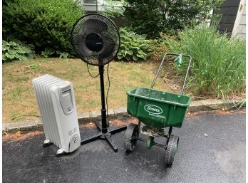 Lawn Seeder, Hoover Electric Fan & Electric Heater