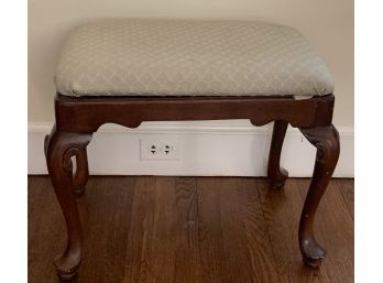 Vintage Dark Stained Upholstered Bench