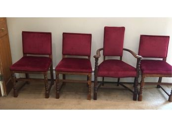 Group Of Four Oak Upholstered Chairs