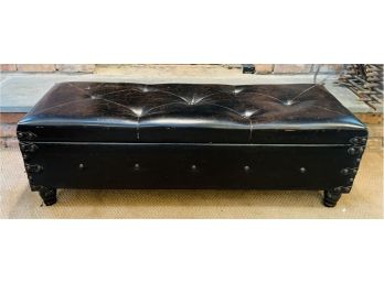 Faux Leather Long Bench With Storage Compartment