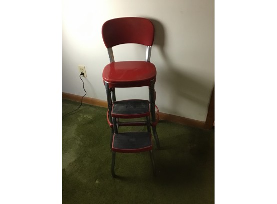 Vintage Red Chair/ Footstool