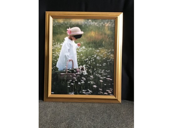 Little Girl In Flower Patch Print
