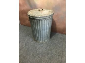 Galvanized Covered Trash Can