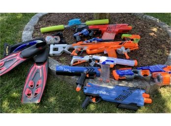 Large Group Of Nerf & Rival Water Guns & Scuba Gear