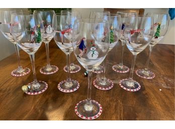 Group Of Eleven Snow Days Wine Glasses
