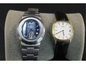 Pair Of Men's Vintage Seiko Watches 1970's Diamatic 6119 5450 & One Seiko Quartz 2639 5039