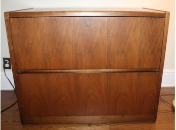 Nice Walnut Lateral Two Drawer File Cabinet With Key - Myrtle Desk