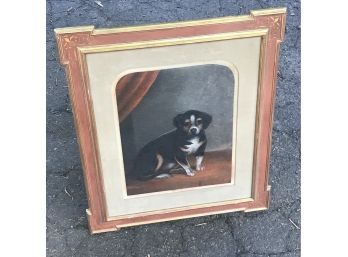 Antique 1851 Pastel Portrait Of The Dog ‘Tiny’ Signed