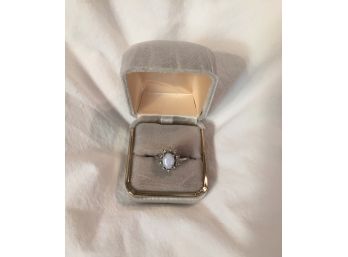 14k White Gold Opal And Diamond Ring . Woman’s