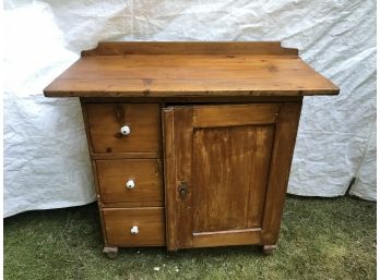 Unusual Antique 19th Century Dovetailed Pine Commode