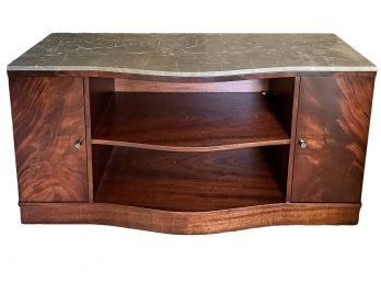 Custom Swirl Mahogany Credenza With Olive Maron Marble Top