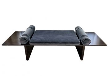 Sleek Custom Bench With Velvet Seat And Bolster Pillows