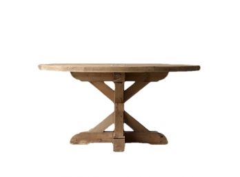 Restoration Hardware Salvaged Wood X-Base Round Dining Table