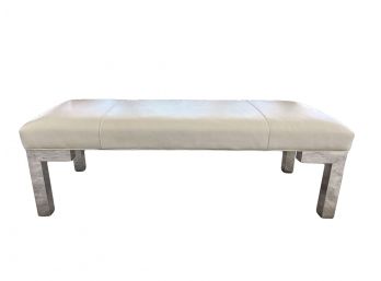 Mitchell Gold + Bob Williams Leather 'Winston' Bench On Polished Stainless Steel Legs