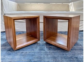 Pair Of Crate & Barrel 'Sanders Cube' Tables