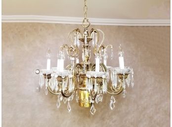 Lovely Brass And Crystal Chandelier