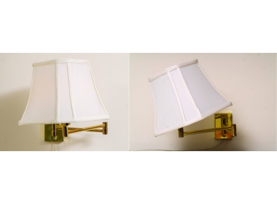 Pair Of Brass Hinged-Arm Sconce Lamps