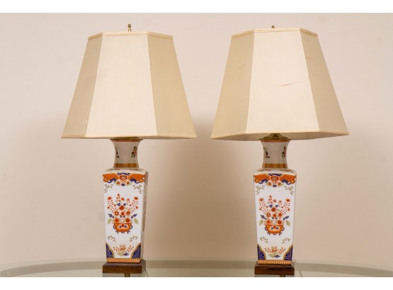 Pair Of Japanese Imari Porcelain Lamps