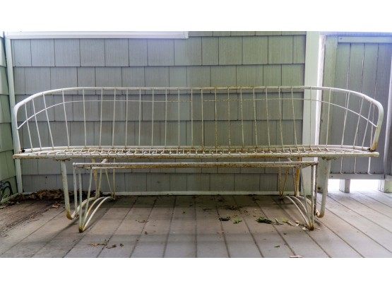 Mid-Century Modern White Painted Metal Wire Sofa Frame