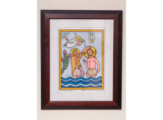 Hand-Colored Print 'The Baptism Of Jesus'