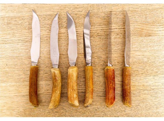 Set Of Six George Butler & Co. Antler Handled Steak Knives