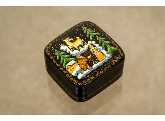 Signed Russian Lacquer Ring Box
