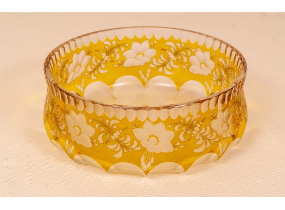 Vintage Cut Yellow Glass Bowl