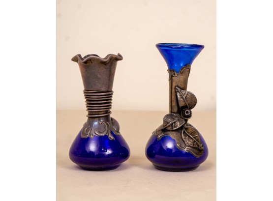 Pair Of Cobalt Glass Vases