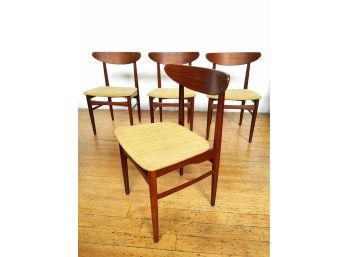 Set 4 Early Danish Teak Chairs. Dated 1964 Made In Denmark