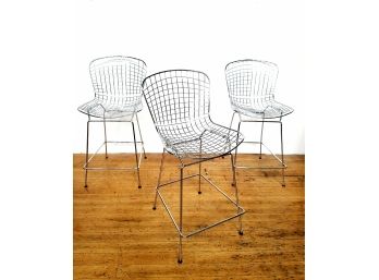 Set 3 Bertoia Style Wire Modern Barstools With Cushions