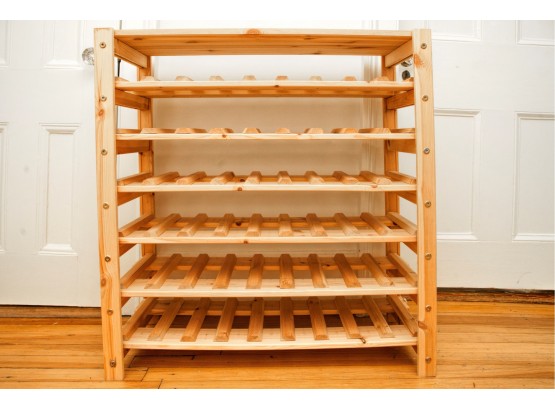 54-Bottle Natural Wood Floor Wine Rack