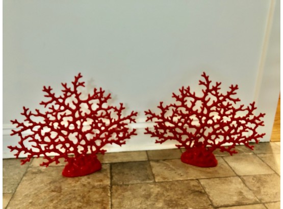 Set Of 2 Resin Coral Sculptures