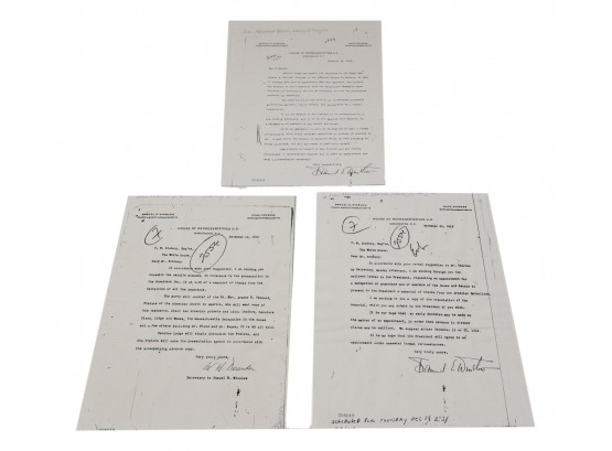 Copies Of Three Letters (dated 1916) From House Of Representatives, Manuscript Division, Library Of Congress