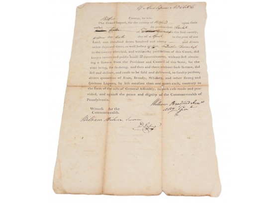 Manuscript Document Signed By William Bradford, Colonial In The Continental Army  Dated 1790