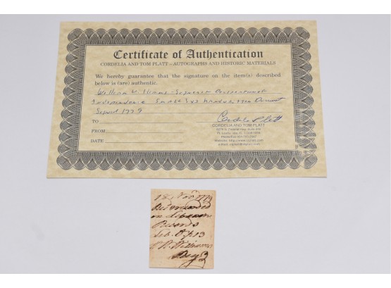 William Williams Handwritten Signature Dated Nov. 18, 1779 With COA