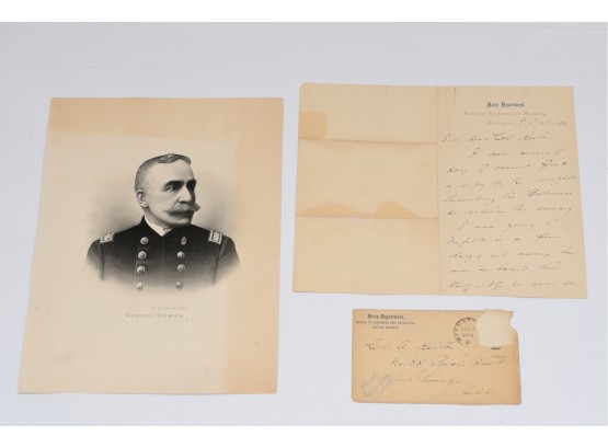 Signed Admiral George Dewey Navy Department Letter Dated April 9, 1890 With COA