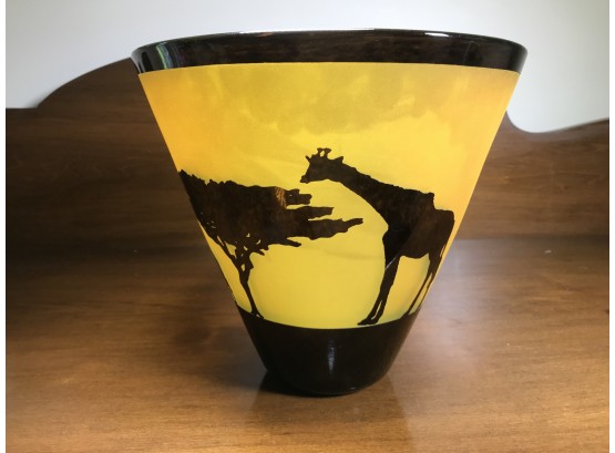 Rare Limited Edition Giraffe Bowl By CORREIA Art Glass  2007 - 159/500 (Paid Over $500) (Galle Style)
