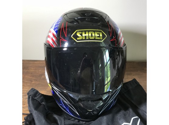 New (or Like New) SHOEI Helmet XL W/Flag & Eagle Feathers AMAZING CONDITRON W/Bag (SIZE XL)
