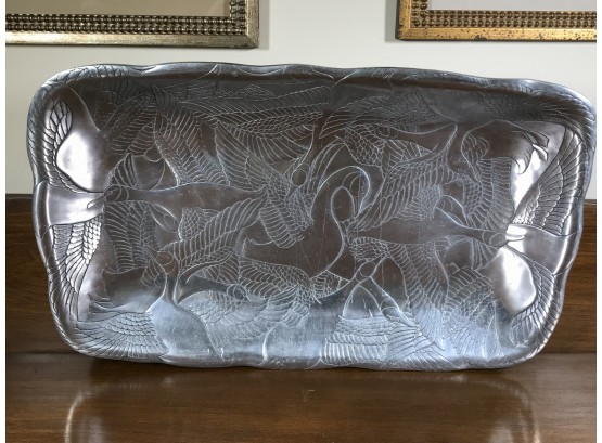 Large Aluminum Serving Tray By ARTHUR COURT - Great Mid-Century Designer - NICE PIECE !