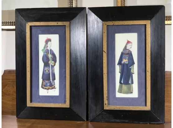 Two Vintage Asian Prints - Great Frames - Nice Colors - Very Nice Decorative Pieces