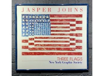 Vintage Jasper Johns New York Graphic Society Three Flags Poster